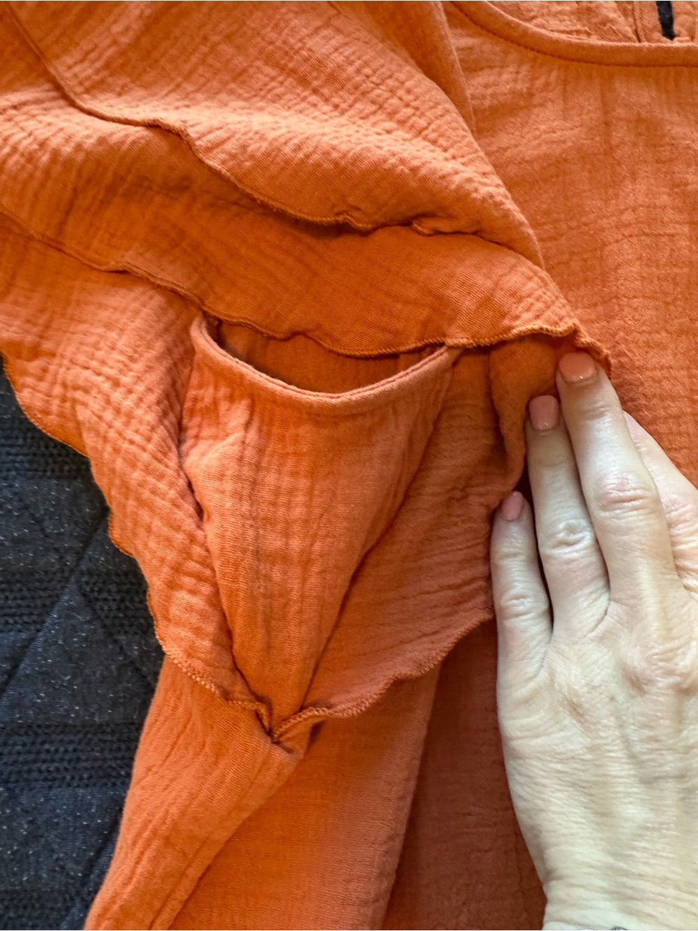 BiBi Rustic Orange Ruffle Sleeve Blouse - Picture 6 of 9